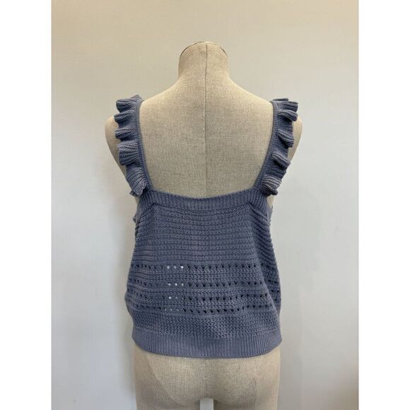 7 for All Mankind NWT Crochet Tank in Denim Blue Size L - Picture 4 of 6